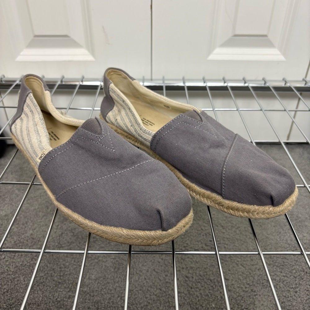 Toms  Dusty Blue Striped Espadrille Slip-On Shoes